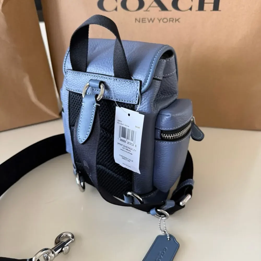 Coach Men's Sprint Sling Pack In Leather/Black Copper/Light Denim CBF63 NWT